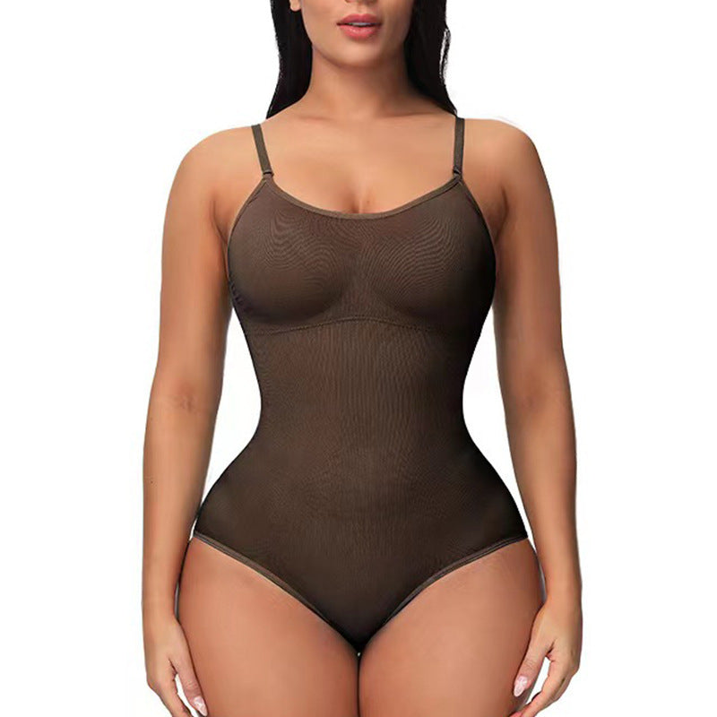 Cross-border Women's Body-shaping Underwear European And American Belly-opening Hip-lifting Suspender Chest-supporting Body-fitting Puff Briefs