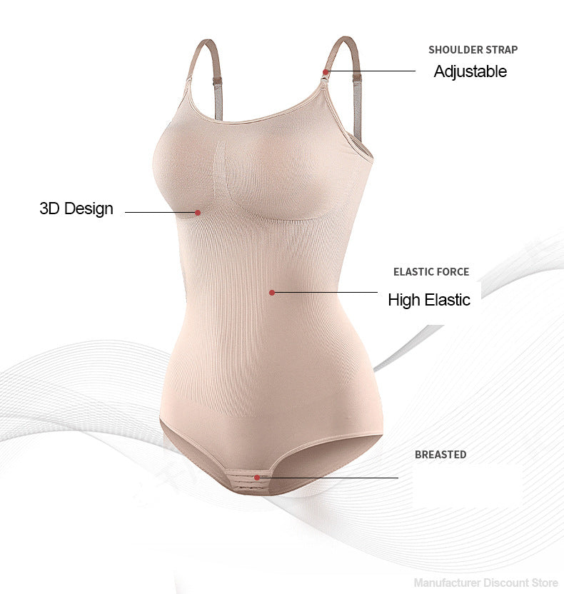 Cross-border Women's Body-shaping Underwear European And American Belly-opening Hip-lifting Suspender Chest-supporting Body-fitting Puff Briefs